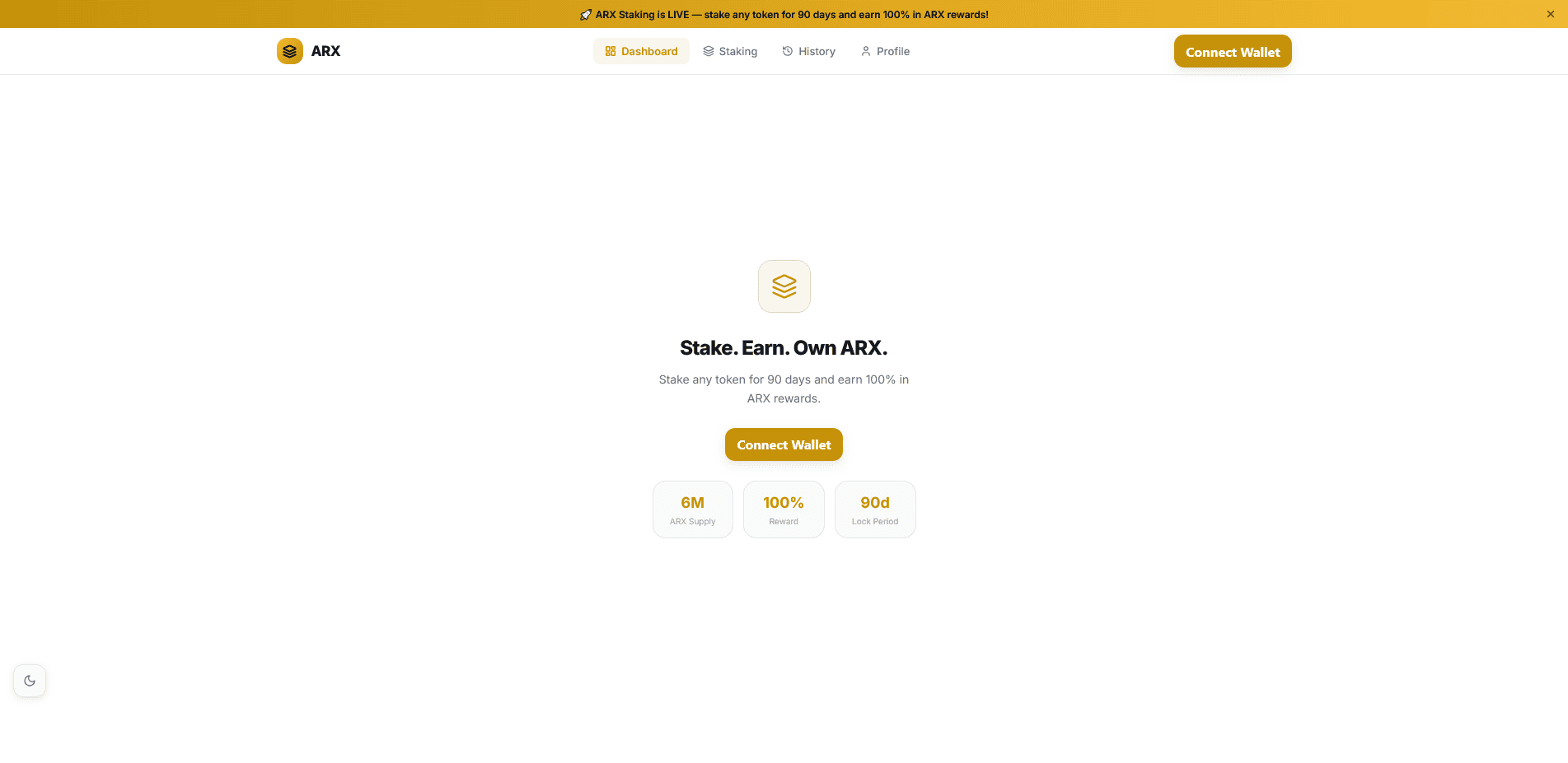 ARX Staking dashboard